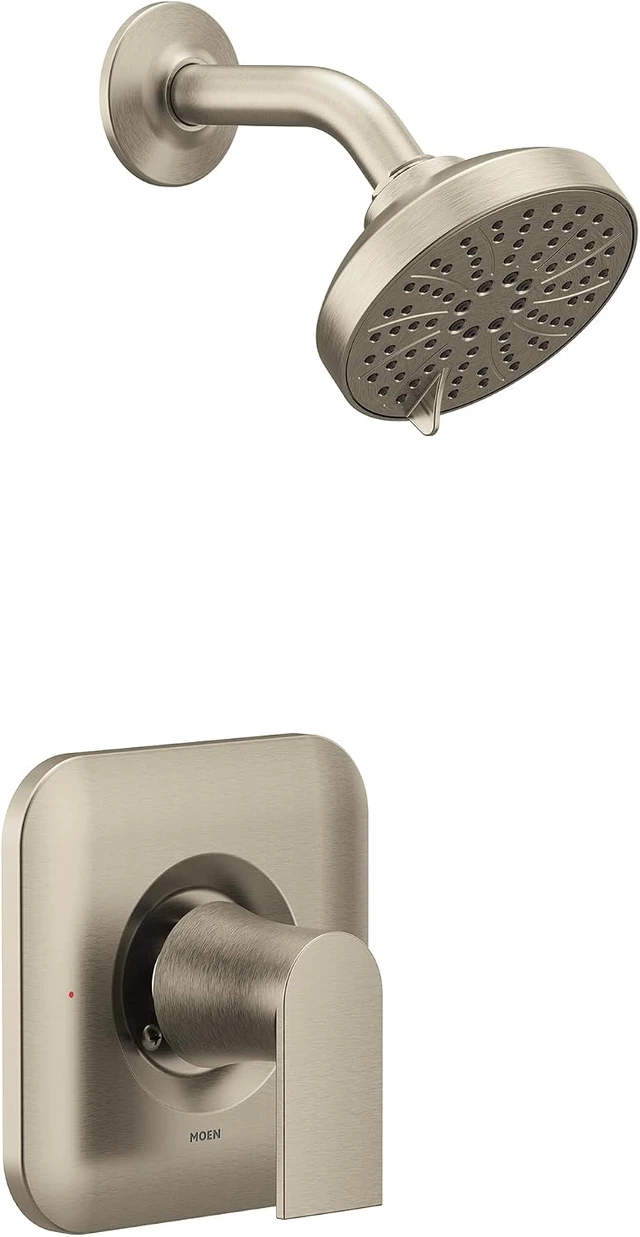 Alt view image 4 of 7 - Moen Genta LX Pressure Balancing Eco-Performance Modern Shower Trim with Showerhead and Lever Handle, Posi-Temp Valve Required, Brushed Nickel, T2472EPBN