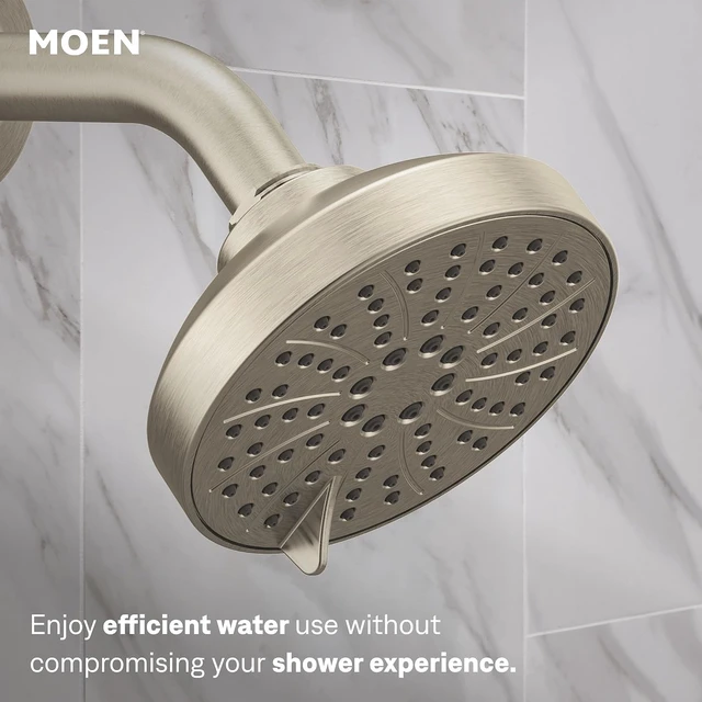 Alt view image 6 of 7 - Moen Genta LX Pressure Balancing Eco-Performance Modern Shower Trim with Showerhead and Lever Handle, Posi-Temp Valve Required, Brushed Nickel, T2472EPBN