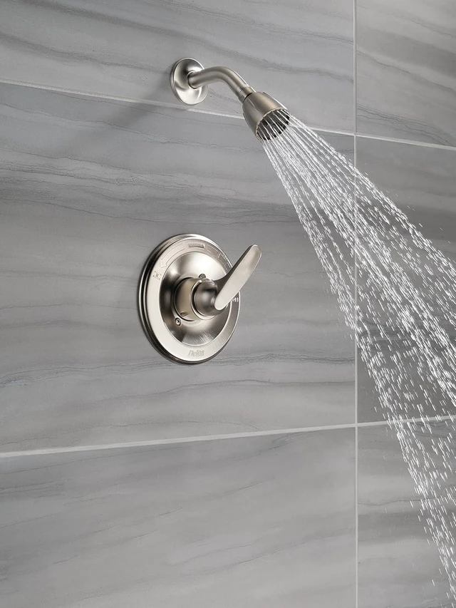 Alt view image 2 of 7 - Delta Foundations 13 Series 2-Spray Shower Faucet Set, Brushed Nickel Shower Head and Handle Set, Valve Trim Kit, Stainless BT13210-SS (Valve Not Included)