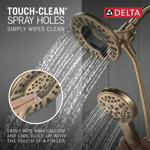 Alt view image 7 of 7 - Delta Faucet Albion 14 Series Single-Handle Shower Faucet, Gold Shower Trim Kit with 4-Setting In2ition 2-in-1 Dual Hand Held Shower Head with Hose, Champagne Bronze T142855-CZ-I (Valve Not Included)
