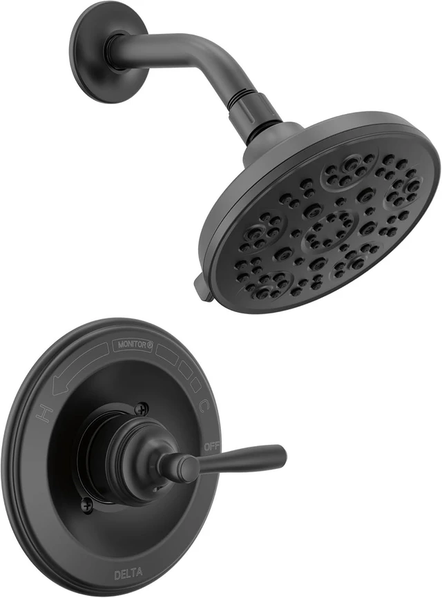 Main image of Delta Roe 14 Series 5-Setting Shower Faucet Set, Matte Black Shower Head and Handle Set, Valve Trim Kit, Matte Black T142985-BL (Valve Not Included)