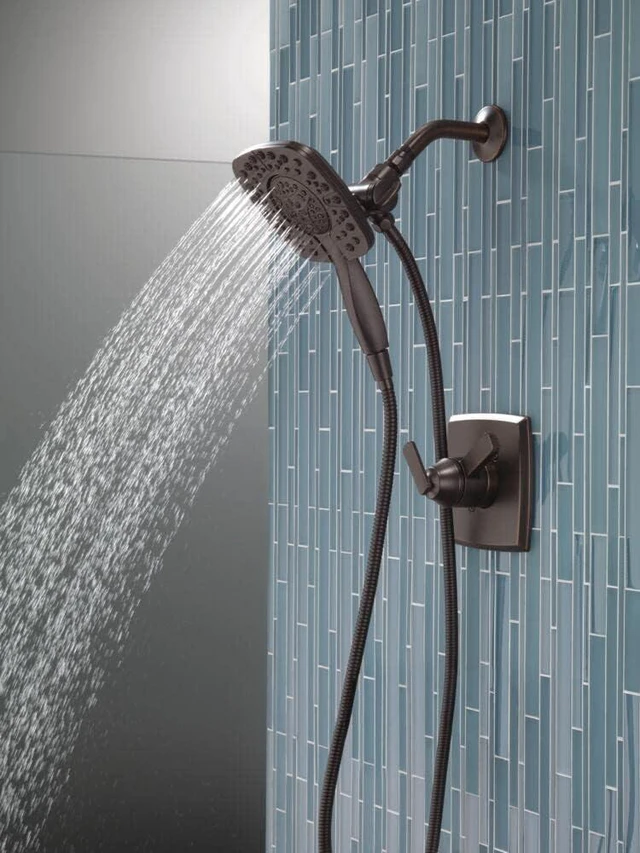 Alt view image 2 of 7 - Delta 4-Setting In2ition 2-in-1 Dual Shower Head with HandHeld Spray, Venetian Bronze Detachable Shower Head with Hose, Showerhead, 1.75 GPM Flow Rate, Venetian Bronze 58498-RB