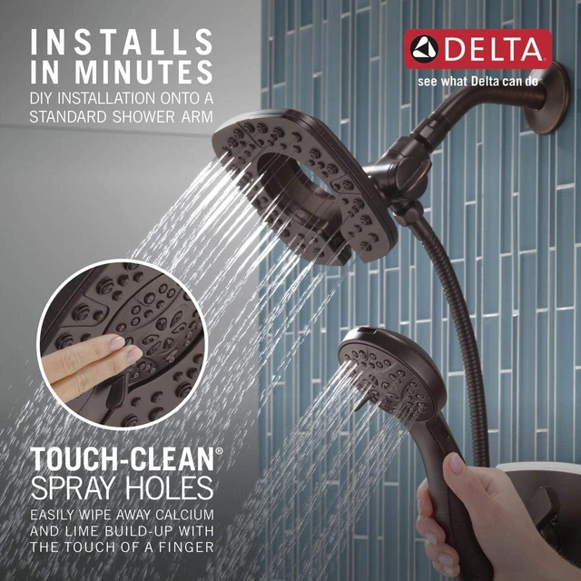 Alt view image 6 of 7 - Delta 4-Setting In2ition 2-in-1 Dual Shower Head with HandHeld Spray, Venetian Bronze Detachable Shower Head with Hose, Showerhead, 1.75 GPM Flow Rate, Venetian Bronze 58498-RB