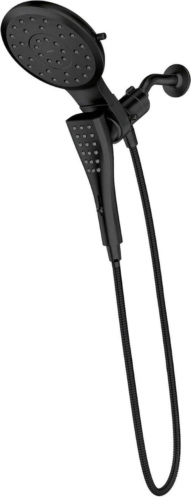 Alt view image 2 of 7 - Moen Verso Matte Black Eight-Function 7" Wide Spray Shower Head and Detachable Handshower Combo with 72" Hose, 220C3BL