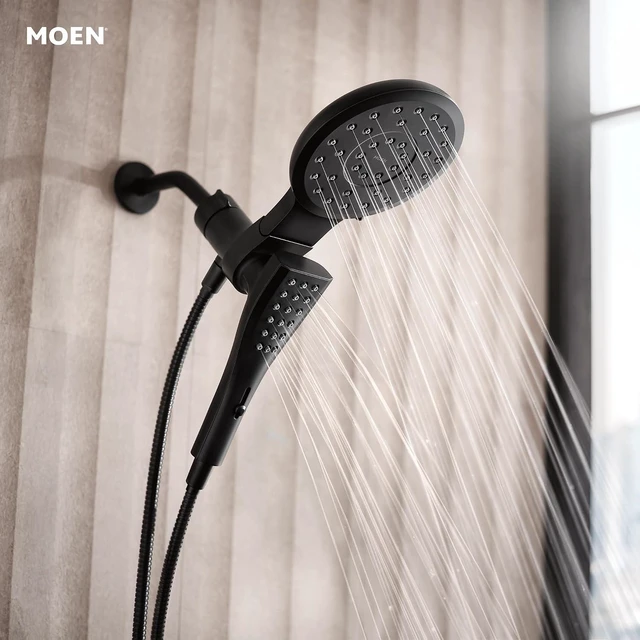Alt view image 3 of 7 - Moen 220C2EPBL Verso Magnetix Rain Shower & Handshower Combo, Black