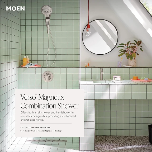 Alt view image 4 of 7 - Moen 220C2EPBL Verso Magnetix Rain Shower & Handshower Combo, Black