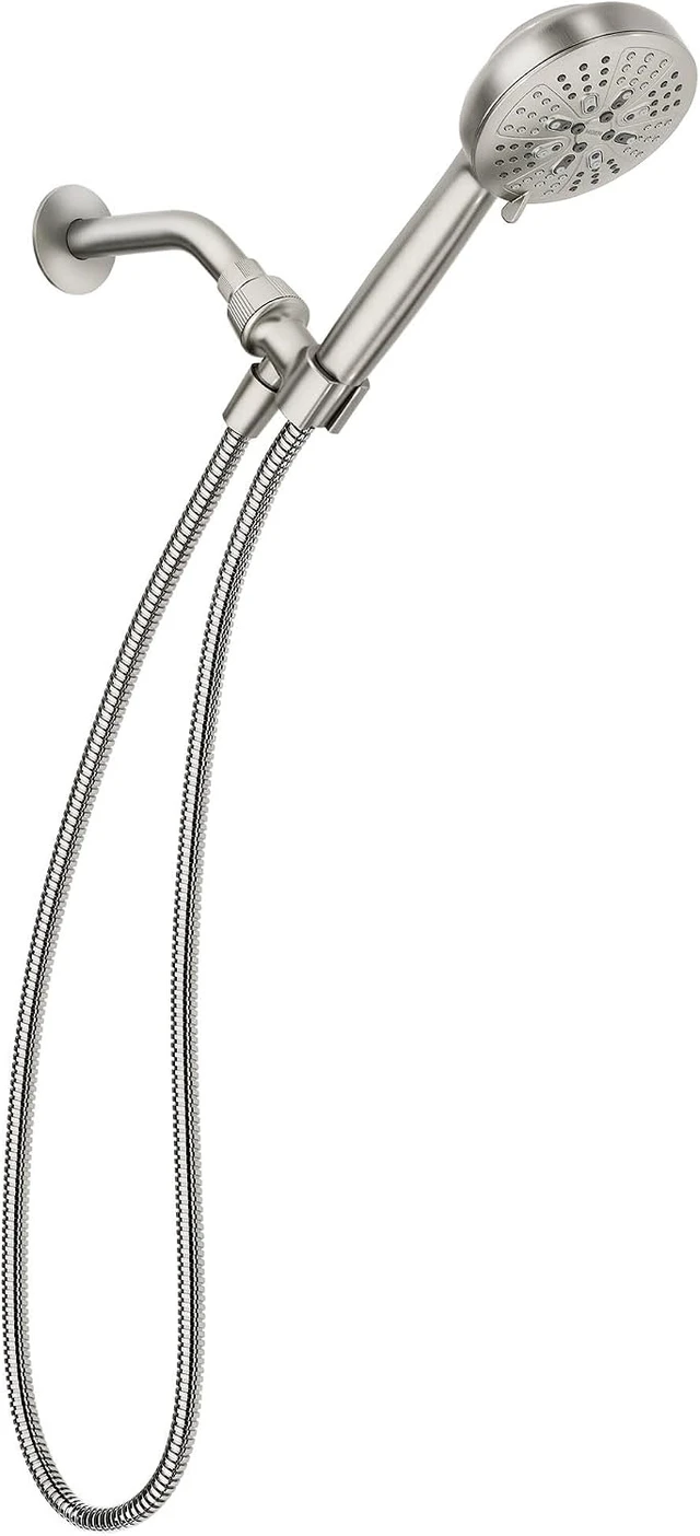 Alt view image 2 of 7 - Moen Hydro Energetix High Pressure Shower Head with Handheld Sprayer, 8 Handheld Shower Head Spray Settings, Spot Resist Brushed Nickel Finish, 200H0SRN