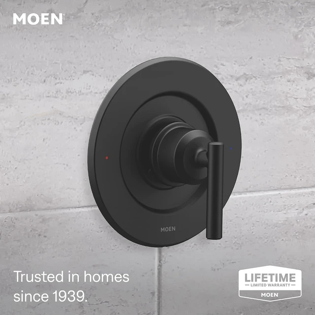 Alt view image 2 of 7 - Moen Gibson Matte Black Eco-Performance Modern Shower Trim Featuring Bathroom Showerhead and Lever Handle, Posi-Temp Valve Required, T2902EPBL