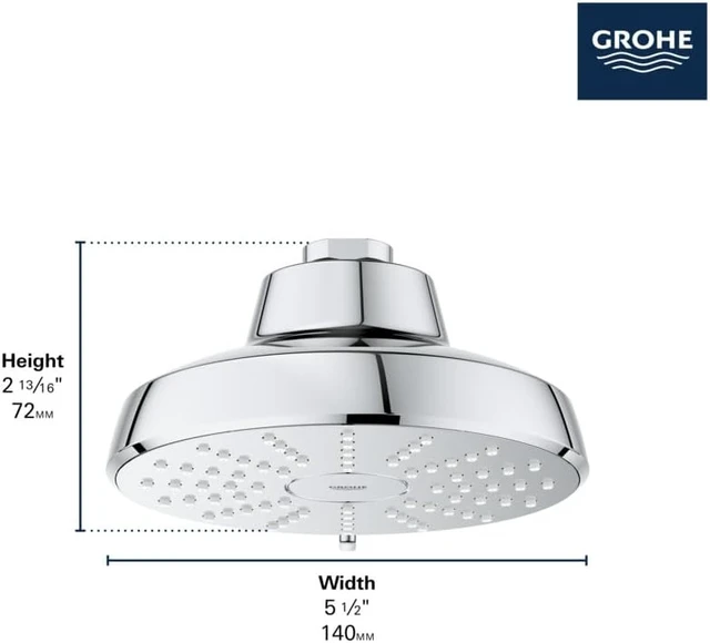 Alt view image 7 of 7 - GROHE Aquabooster Tempesta 140 High Pressure Shower Head, Multi-Spray 1.75 GPM Round Fixed Wall Mount, Brushed Gold 111746GN00