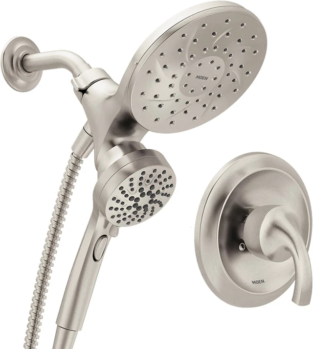 Main image of Moen Engage Spot Resist Brushed Nickel Single-Handle 6-Spray Tub and Shower Faucet with Valve, Handheld Showerhead with Magnetix Docking System, 82305SRN