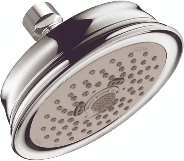Main image of hansgrohe Croma 100 Classic 5-inch Showerhead Low Flow Classic 3-Spray Full, Pulsating Massage, Intense Turbo Water Saving with QuickClean in Chrome, 04751000