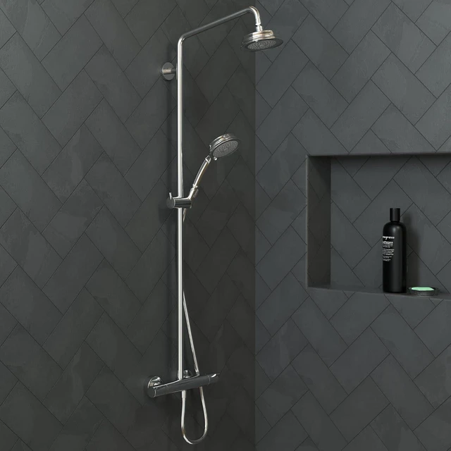 Alt view image 2 of 3 - hansgrohe Croma 100 Classic 5-inch Showerhead Low Flow Classic 3-Spray Full, Pulsating Massage, Intense Turbo Water Saving with QuickClean in Chrome, 04751000