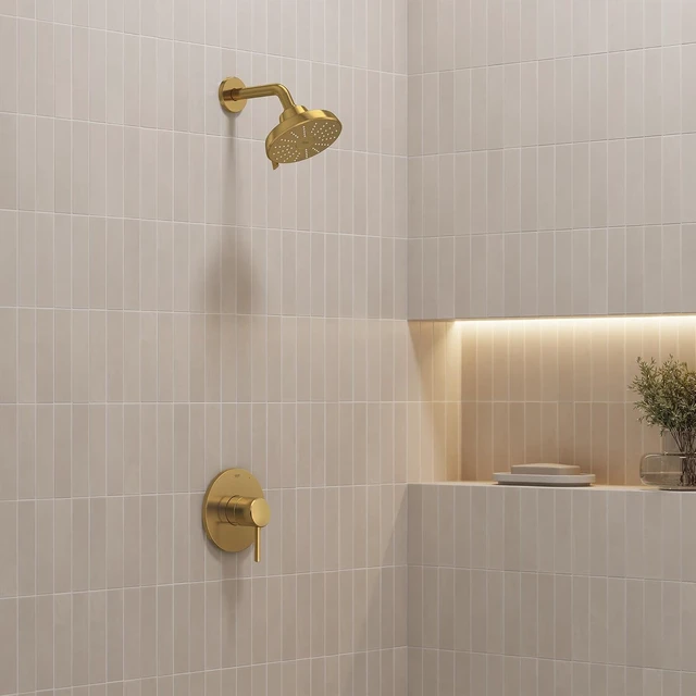 Alt view image 3 of 7 - GROHE Aquabooster Tempesta 140 High Pressure Shower Head, Multi-Spray 1.75 GPM Round Fixed Wall Mount, Brushed Gold 111746GN00