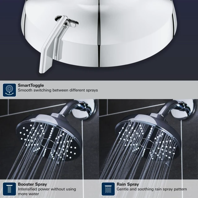 Alt view image 5 of 7 - GROHE Aquabooster Tempesta 140 High Pressure Shower Head, Multi-Spray 1.75 GPM Round Fixed Wall Mount, Brushed Gold 111746GN00