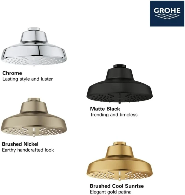 Alt view image 6 of 7 - GROHE Aquabooster Tempesta 140 High Pressure Shower Head, Multi-Spray 1.75 GPM Round Fixed Wall Mount, Brushed Gold 111746GN00