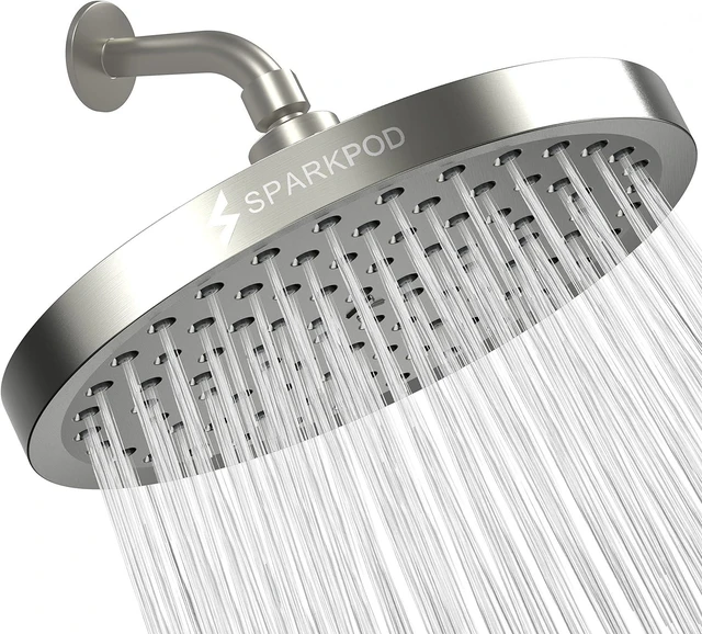 Main image of SparkPod Rain Shower Head, 8 Inch Round, Elegant Brushed Nickel Finish