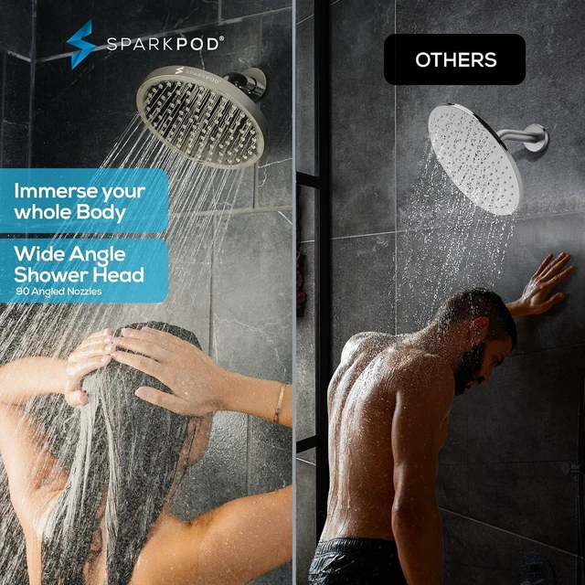 Alt view image 2 of 7 - SparkPod Rain Shower Head, 8 Inch Round, Elegant Brushed Nickel Finish