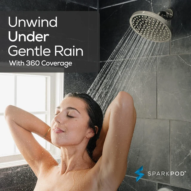 Alt view image 7 of 7 - SparkPod Rain Shower Head, 8 Inch Round, Elegant Brushed Nickel Finish