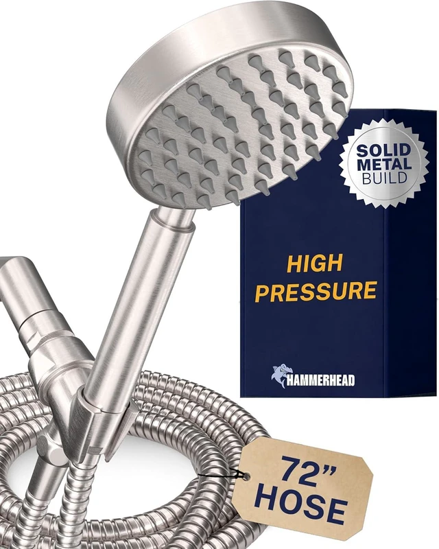 Main image of HammerHead Metal Handheld Shower Head High Pressure, 6ft Long Shower Hose