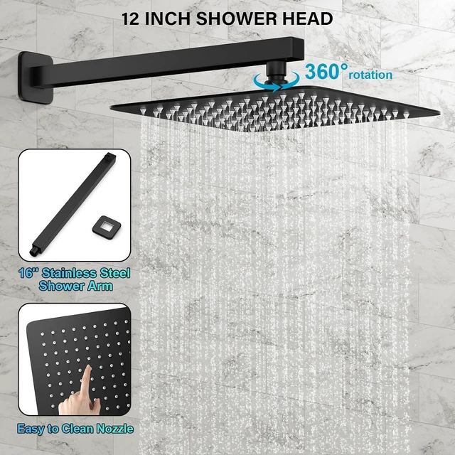 Alt view image 3 of 7 - FPXRNG Shower Faucet Set with 10 Inch Matte Black Rain Shower Head