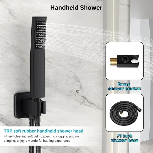 Alt view image 4 of 7 - FPXRNG Shower Faucet Set with 10 Inch Matte Black Rain Shower Head