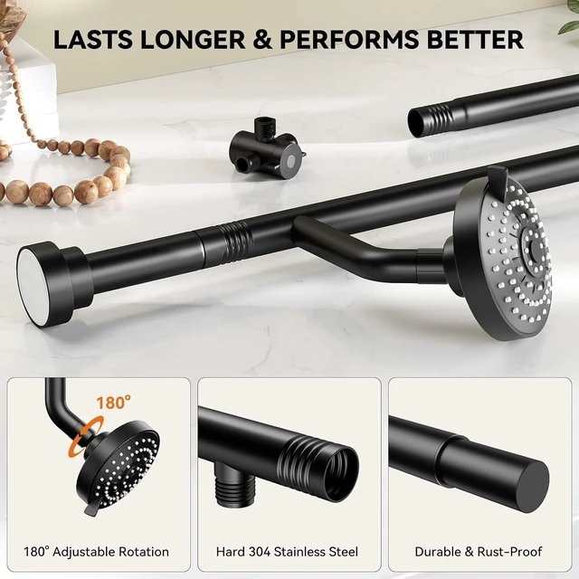 Alt view image 5 of 7 - Dual Shower Head for Couples, Double Showerheads (Black)