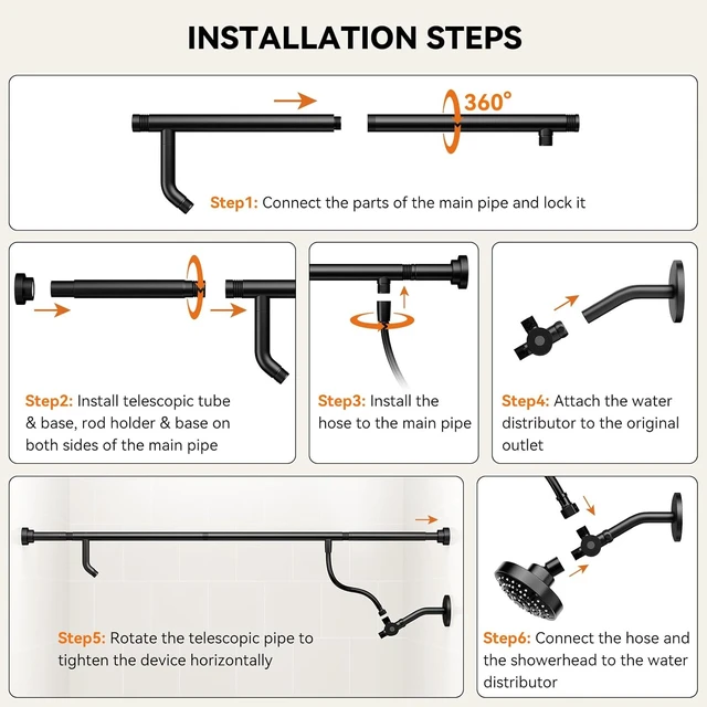 Alt view image 7 of 7 - Dual Shower Head for Couples, Double Showerheads (Black)