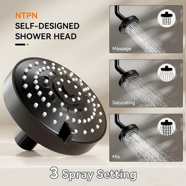 Alt view image 6 of 7 - Dual Shower Head for Couples, Double Showerheads (Black)