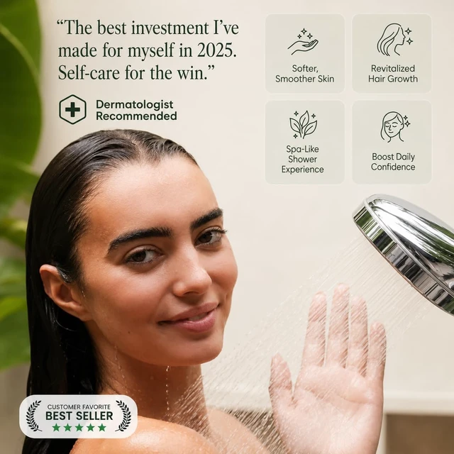 Alt view image 4 of 5 - Eskiin Filtered Shower Head - Best HandHeld Shower Head With Filters For Healthy Hair & Skin - High Pressure - Reduce Dandruff, Protect Colored Hair, And Soothe Dry Skin (Brushed Nickel)