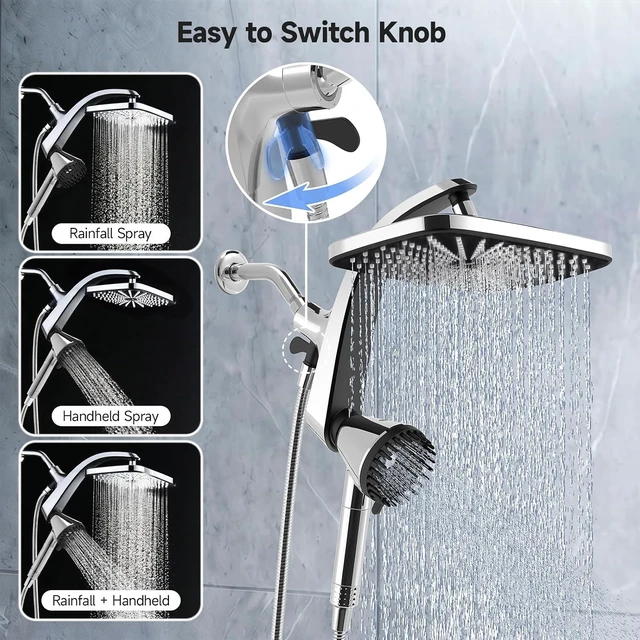 Alt view image 3 of 7 - Shower Head with Handheld - High Pressure Handheld Filtered Showerhead