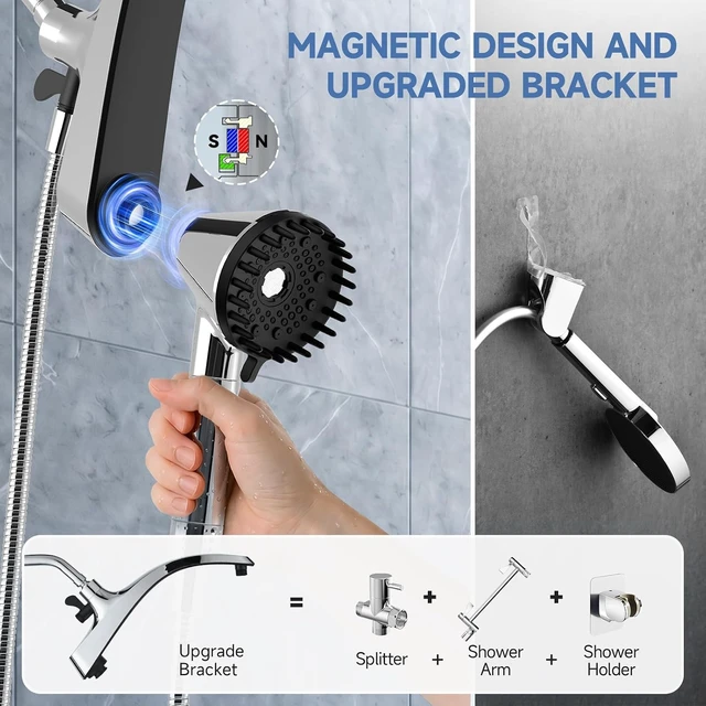Alt view image 4 of 7 - Shower Head with Handheld - High Pressure Handheld Filtered Showerhead
