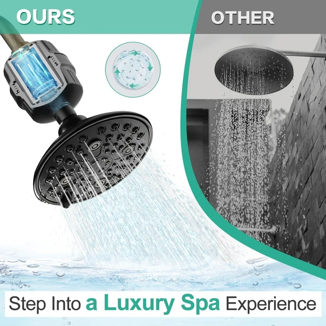 Alt view image 7 of 7 - Cobbe 6-Setting High Pressure Filtered Shower Head Combo, Detachable Rain Shower Head with 20 Stage Shower Head Filter for Hard Water - Remove Chlorine and Harmful Substances, Black