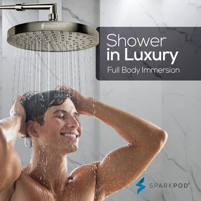 Alt view image 4 of 7 - SparkPod Rain Shower Head, 8 Inch Round, Elegant Brushed Nickel Finish