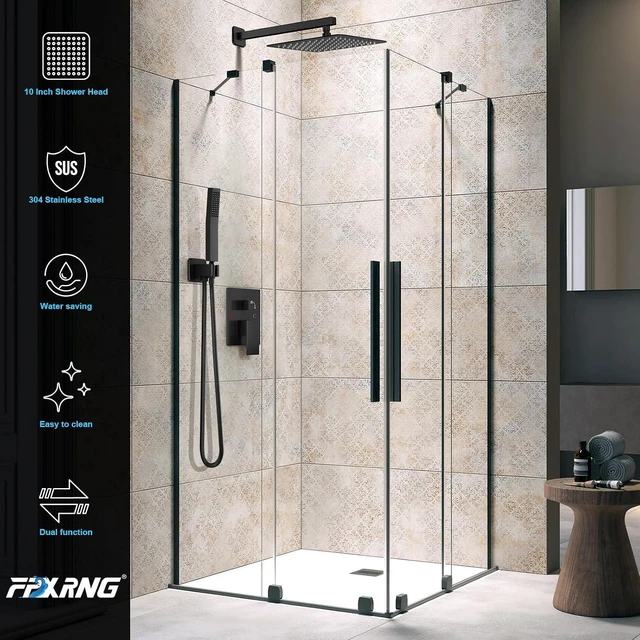 Alt view image 5 of 7 - FPXRNG Shower Faucet Set with 10 Inch Matte Black Rain Shower Head