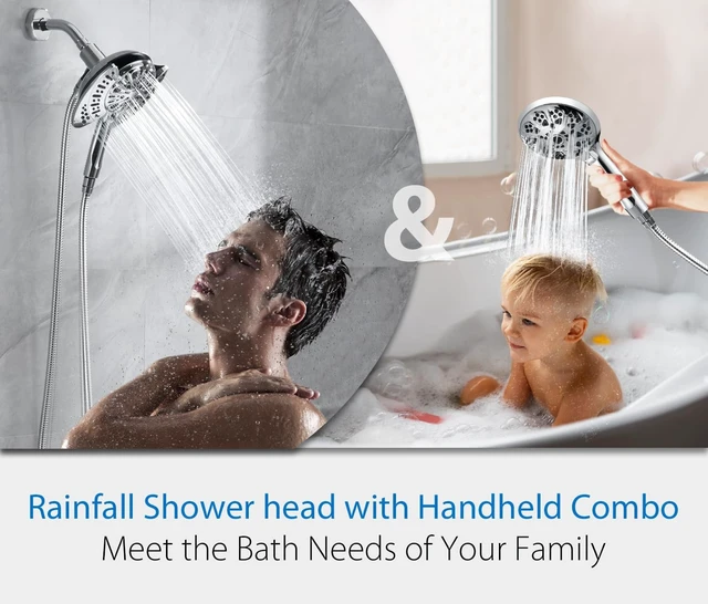 Alt view image 6 of 6 - INAVAMZ 2 in 1 Shower Head with Handheld Combo High Pressure Silver 2.5 GPM