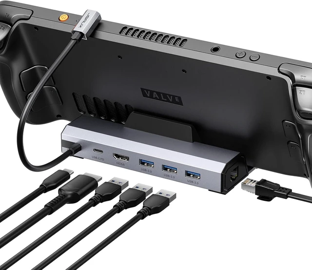 Main image of JSAUX 4K@120Hz Docking Station for Steam Deck/OLED/ROG Ally X/Legion Go (S)/MSI Claw, 6-in-1 Dock for Steam Deck with HDMI 2.0, Gigabit Ethernet, 3 USB A 3.0, 100W USB C Charging Port-HB0603S Upgraded