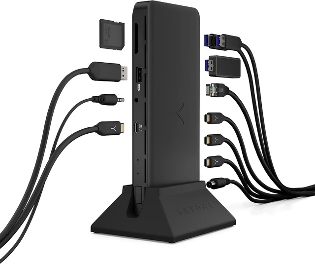 Main image of Brydge Stone Pro TB4 Thunderbolt 4 Docking Station - 12 Ports, 90 Watts Charging, Dual 4K Monitors or Single 8K Output, 40GB/s Transfer Speed - Windows 10 & 11, macOS 11.0 & ChromeOS Compatible, Black