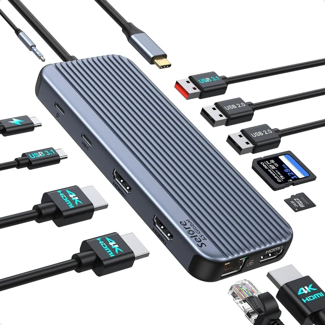 Main image of USB C Docking Station 3 HDMI Selore Laptop Docking Station 3 Monitors