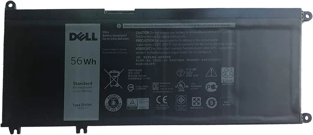 Main image of DELL 33YDH Battery for Latitude 3380 3480 3580 3590 7577 7573 2-in-1 7773 2 in-1 7778 2-in-1 7779 2-in-1 DELL G3 15 3579 G3 17 3779 G5 15 5587 G7 15 7588 99NF2 PVHT1 P72F P30E 81PF3 15.2V 56Wh 4Cells