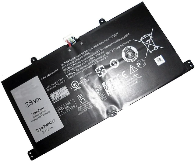 Main image of 7.4V 28Wh 7WMM7 E184259 21CP3/52/93-2 Laptop Battery Compatible with DELL Venue 11 Pro Keyboard Dock D1R74 DL011301-PLP22G01 CFC6C CP305193L1