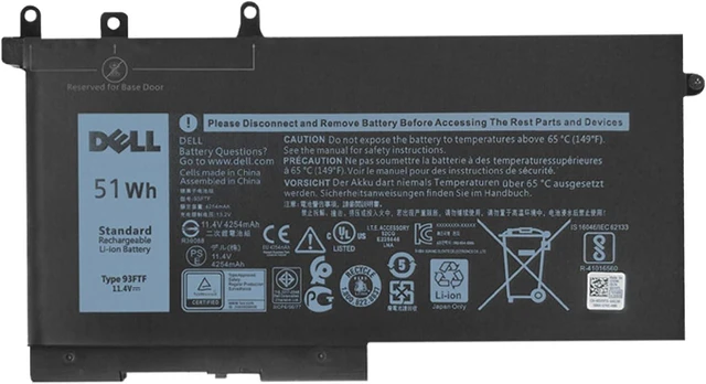 Main image of DELL 93FTF Laptop Battery for Dell Latitude 5280 5480 5580 5590 5490 5288 5290 5290 5488 5495 E5480 E5580 E5590 Precision 15 3520 3530 93FTF D4CMT DJWGP DV9NT FPT1C GD1JP 0DJWGP 4YFVG 11.4V 51Wh