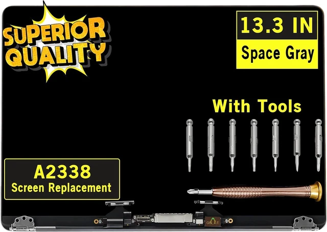 Main image of Screen Replacement for MacBook Pro A2338 M1 2020 EMC 3578 Retina LCD Display Screen Full Assembly Complete Top Assembly 2560x1600 (Space Gray)
