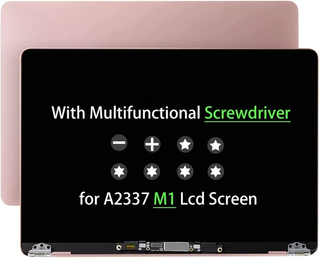 Main image of Screen Replacement for MacBook Air M1 A2337 2020 2021 13" EMC 3598 MGN63 MGN93 MGND3 MGN73 MGNA3 MGNE3 LCD Display Assembly Kit (Rose Gold)