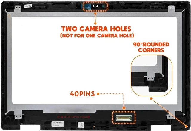 Main image of 15.6" Replacement for Dell Inspiron 15 7569 i7569 7579 i7579 B156HAB01.0 LP156WF7(SP)(EC) FHD 1920x1080 IPS LCD Display Touch Screen Assembly Digitizer with Bezel(EDP 40Pins Connector)