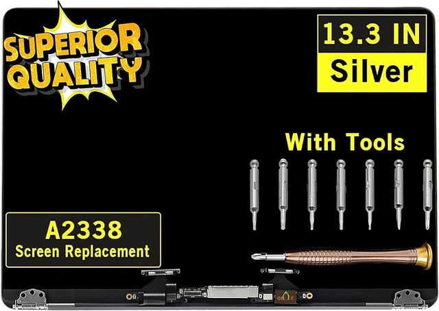 Main image of Screen Replacement for MacBook Pro A2338 M1 2020 EMC 3578 Retina 2560x1600 LCD Display Screen Full Assembly Complete Top Assembly (Silver)