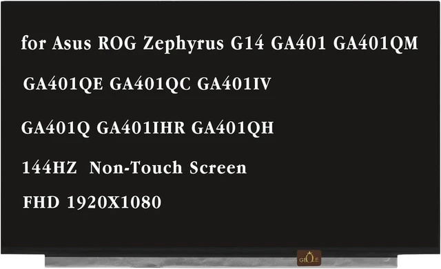 Main image of Compatible with Asus ROG Zephyrus G14 GA401QM GA401QE GA401QC GA401 LM140LF1F-02 LM140LF1F02 LCD Screen Display Replacement Panel 144Hz FHD 1920X1080 (Non-Touch Screen)