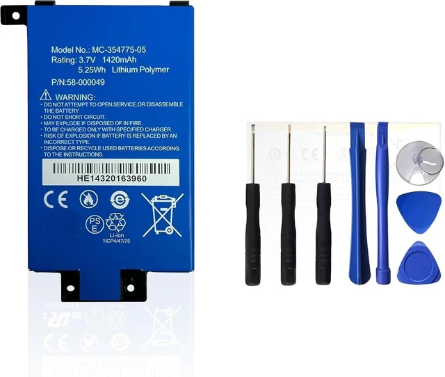 Main image of 3.7V 5.25Wh 1420mAh MC-354775-05 58-000049 Batería de Repuesto para computadora portátil Compatible for E-Book E-Reader (with 8 Pieces Repair Tools)