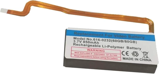 Main image of 3.7V 850mah 6160232 B5LAA Compatible for iPod 5th Generation 80G Battery 5th Generation 60G 5th Generation 80G Video 60G(3.7V 850mah)