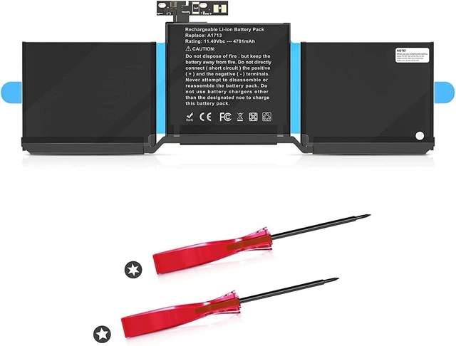 Main image of 11.4V 4781mAh/54.5Wh A1713 A1708 Compatible for Pro 13-inch A1708 (Late 2016, Mid 2017) Series