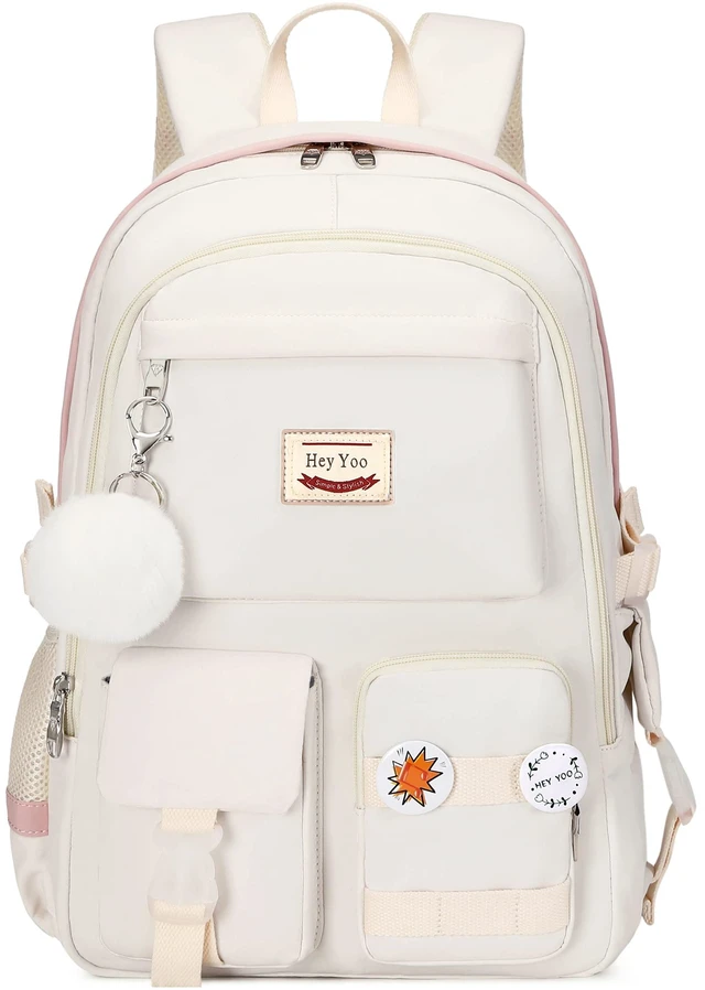 Alt view image 2 of 7 - School Backpack for Girls Backpack with Lunch Box Teen Girl Backpack Set Cute School Bag Bookbag for Teen Girls (White)